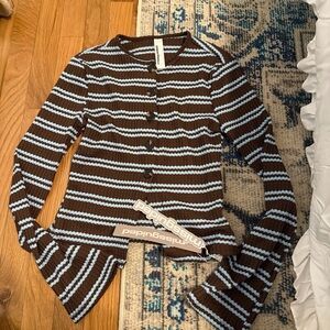 Missguided Chocolate and Sky Striped Knit Cardigan